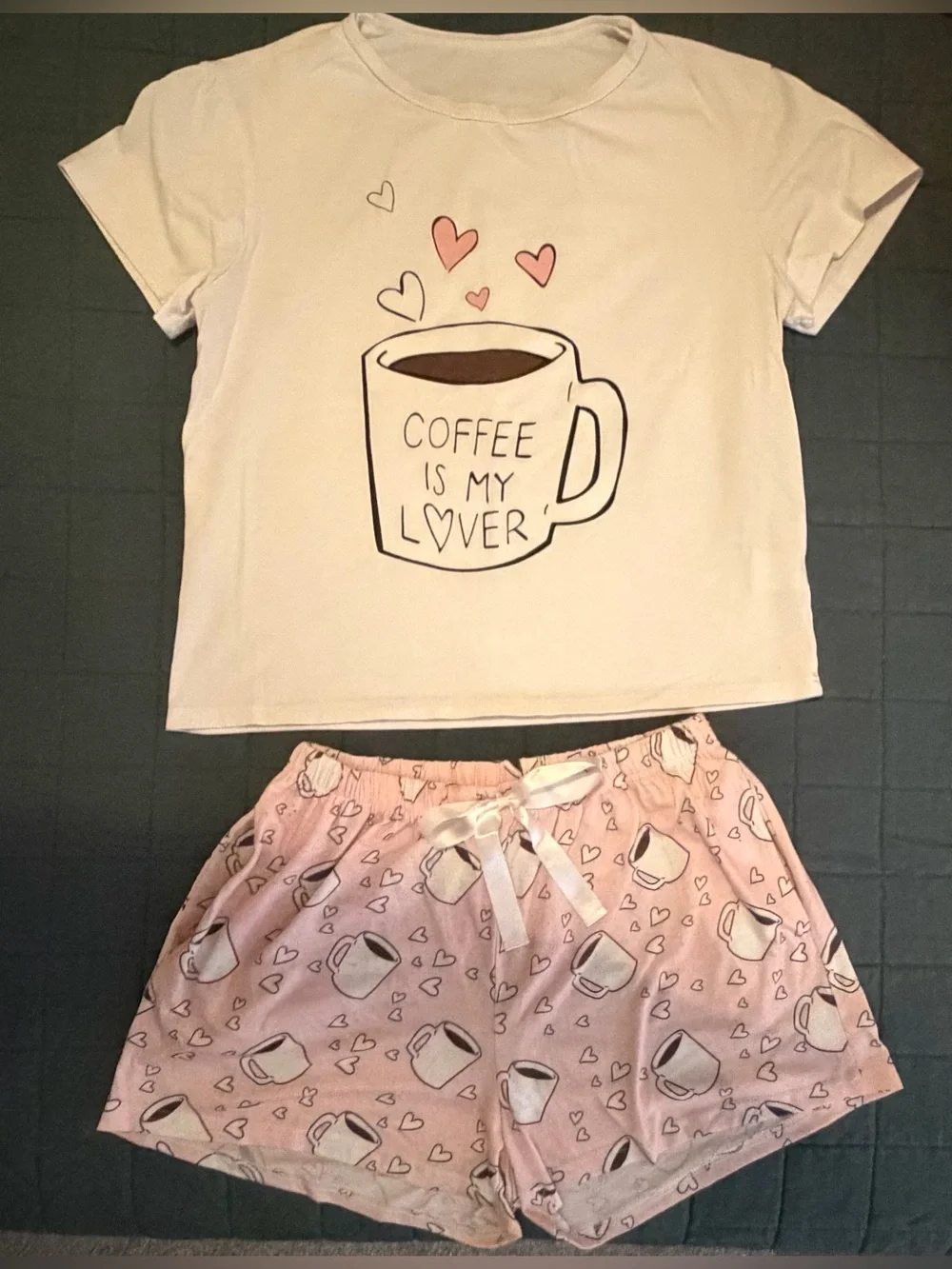 Coffee Is My Lover Pink & White Women’s Pajama Set